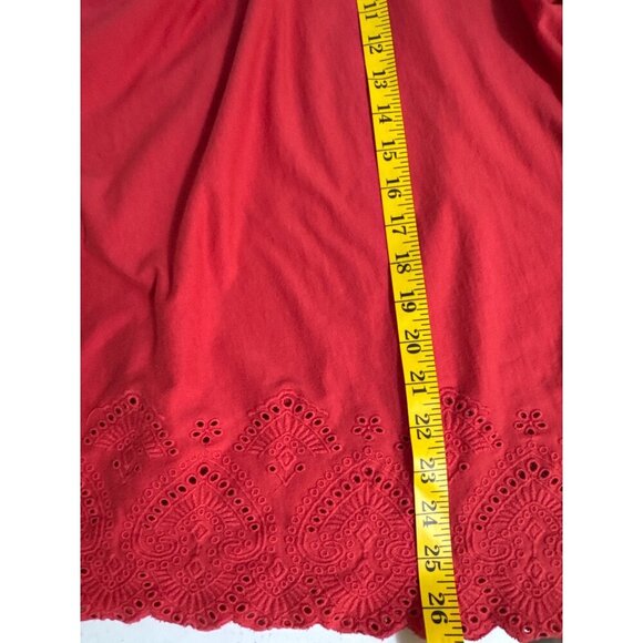 J. Jill Swing Top Red Laser Cut Lace 3/4 Sleeve 100% Cotton Knit Blouse Sz XL - Picture 8 of 13